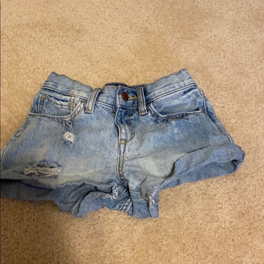 jean shorts; worn